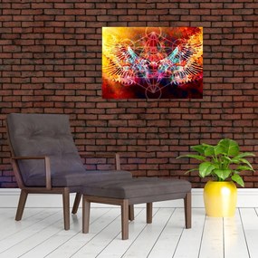 Tablou pe sticlă - Merkaba cu aripi, abstracție (70x50 cm)