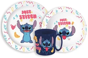 Disney Lilo și Stitch Palms Set de masă Disney Lilo & Stitch, Set plastic micro cu cană de 265 ml