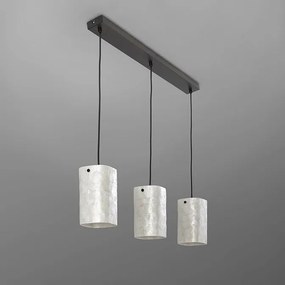 Lustra cu 3 pendule metal negru, sidef alb Nakar