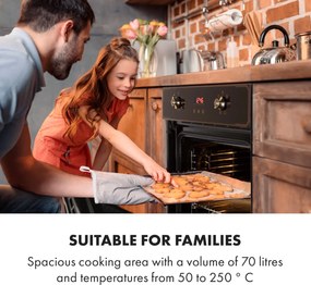 Klarstein Elizabeth, cuptor încorporat, design retro, 6 funcții, 50 - 250 ° C, negru