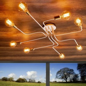 Lustră aplicată TRUVA, 8x E27, 40W, 230V, alb/auriu