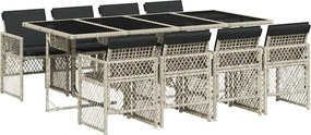 vidaXL Set mobilier grădină cu perne, 9 piese, gri deschis, poliratan