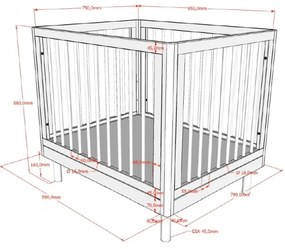 Țarc pentru copii alb din lemn de fag 95x75 cm Forrest – Vipack