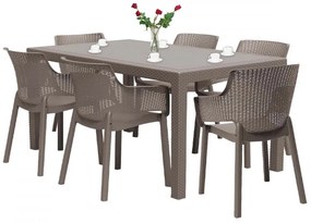 Set mobilier de grădină Evody 6+1 cappuccino