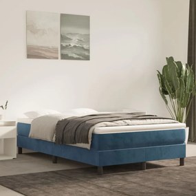 3144325 vidaXL Pat box spring cu saltea, albastru închis, 120x200 cm, catifea