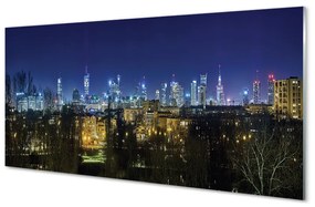 Tablouri pe sticlă panorama de noapte din Varșovia