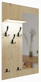 Cuier cu oglindă LED - Artizan din stejar