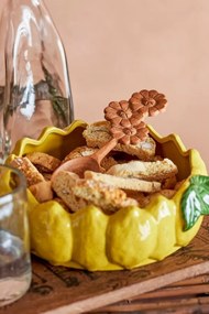 Bol din ceramică stoneware cu lămâi în relief, D21×H6,5 cm, „Limone Bowl"