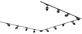 Sistem modern de iluminat pe șine cu 12 spoturi negre monofazate - Magnetic Eggy