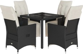 vidaXL Set mobilier de grădină cu perne, 5 piese, negru, poliratan