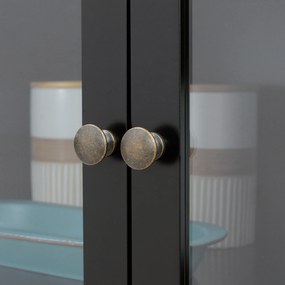 HOMCOM Bufet mobilier bucătărie dulap de bucătărie 4 uși dintre care 2 uși vitrate și 1 sertar rafturi reglabile - negru | Aosom Romania