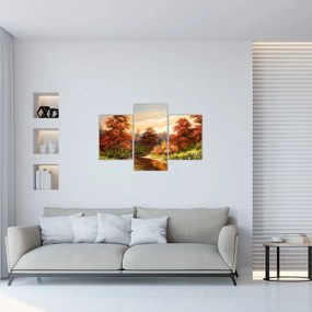 Tablou - Râu în peisaj de toamnă (90x60 cm)