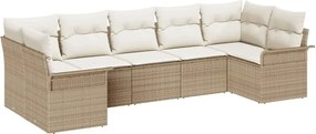 vidaXL Set de canapele pentru grădină cu pernă 7 pcs Bej Rattan poli