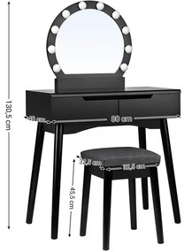 Masa Toaleta Princess Negru, 80 cm
