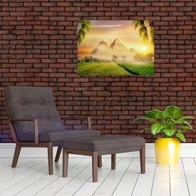 Tablou pe sticlă - Piramide (70x50 cm)
