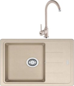 Set chiuveta bucatarie compozit Franke Basis Avena 1 cuva 1/2 cu picurator 78x50 cm bej mat cu baterie Pola