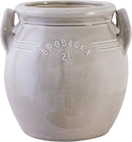 Ghiveci din ceramică glazurată manual 2L bej înalt, „Brobacka"