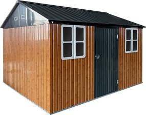 Şopron de grădină din tablă metalică, maro/antracit, 3,6x3,1x2,5 m, GABKO