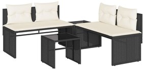 4003878 vidaXL Set mobilier de grădină cu perne, 4 piese, negru, poliratan