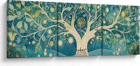 Tablou – Arbore magic cu spirale (cu ceas) (90x30 cm)