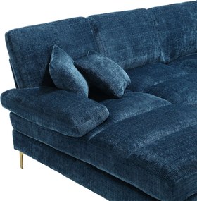 Canapea modulară mare, modernă, în formă de U, din chenille, cu dublu șezlong rabatabil, Albastru