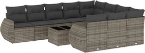 vidaXL Set canapele de grădină cu perne, 11 piese, gri, poliratan