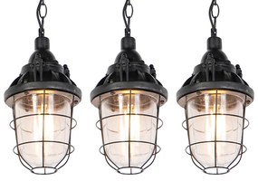 Set de 3 lămpi suspendate industriale negre - Cabin