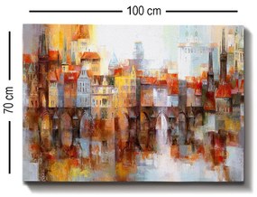 Tablou Canvas Sighisoara , Multicolor, 100 x 70 cm