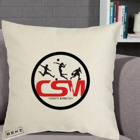 Perna Personalizata CSM Sighetu Marmatiei Sport, 40x40 cm, Ecru, Husa Detasabila, Perna Inclusa, BEKZ®