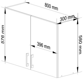 Dulap superior de bucătărie Lula w80 (Alb + stejar sonoma). 1068597