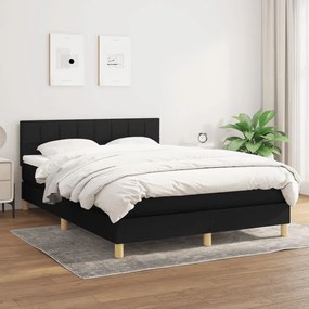 3140611 vidaXL Pat box spring cu saltea, negru, 140x190 cm, textil