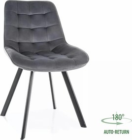 Scaun MONTI, gri - Bluvel 14, stofa catifelata/metal, 51x60x88 cm