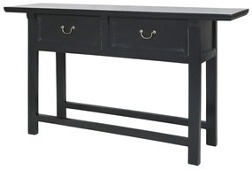 Consola neagra, cu 2 sertare, din lemn de pin reciclat, aspect rustic, Marseille