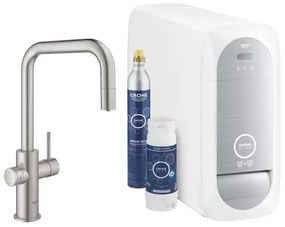 Baterie bucatarie Grohe Blue Home Ondus crom periat Supersteel pipa tip U si Starter Kit