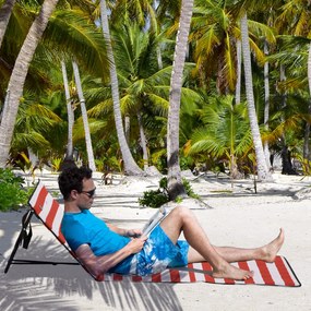 Outsunny Set de 2 covorașe de plajă căptușite saltea de plajă spătar reglabil multi-poziții 142 x 51 x 40 cm alb și roșu | Aosom Romania