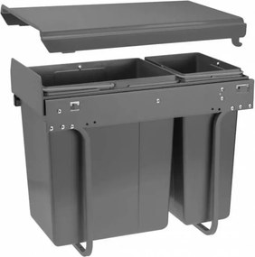 Cos gunoi incorporabil GTV Practi Eco, colectare selectiva, pentru corp de 300 mm, gri antracit, 1 x 10 l + 1 x 20 l Gri antracit, Plastic, L:282 mm;