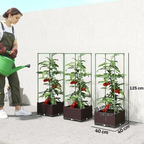 Outsunny Jardinieră înălțată cu spalier set de 3 jardiniere cu orificii de scurgere | Aosom Romania