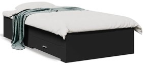 3280434 vidaXL Cadru de pat cu sertare, negru, 90x190 cm, lemn prelucrat