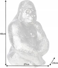 Statueta decorativa gorila Kong argintie