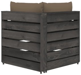 Canapea de colt modulara cu perne, gri, lemn impregnat 1, taupe and grey, Canapea coltar