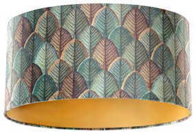 Abajur din catifea cu design frunze și interior auriu, oval 50/33/25