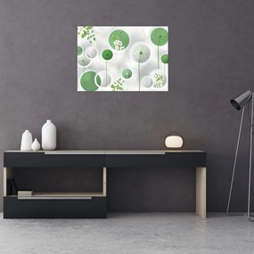 Tablou pe sticlă - Flori în cercuri (70x50 cm)