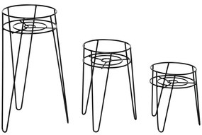 Outsunny Set 3 Suporturi pentru Plante, înălțime 23,5/30/42cm Suporturi pentru Ghivece din Metal, Suporturi pentru Plante pentru Interior și Exterior, Negru | Aosom Romania