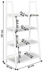 Etajera cu 4 rafturi, alb, REON TYP 2