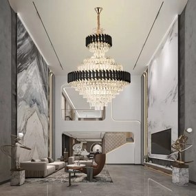 Candelabru Cristal Elit'S Leonidas, 20x E27 Auriu-Negru, 80x110 cm