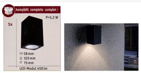 Aplică de exterior Paulmann 94327 LED/3,8W IP44 FLAME 230V antracit