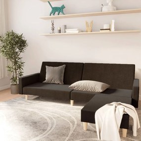 3080482 vidaXL Canapea extensibilă cu taburet, 2 locuri, maro închis, textil