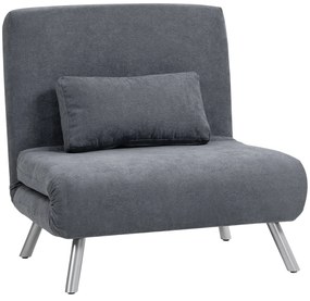 HOMCOM Fotoliu cu functie de pat, design 2-in-1, fotoliu de dormit, pat de oaspeti, husa material, cu perna, Gri inchis | Aosom Romania