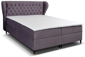 Pat matrimonial Boxspring 180 cm Ortun (violet) (cu saltea). 1033266