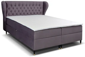 Pat matrimonial Boxspring 180 cm Ortun (violet) (cu saltea). 1033266